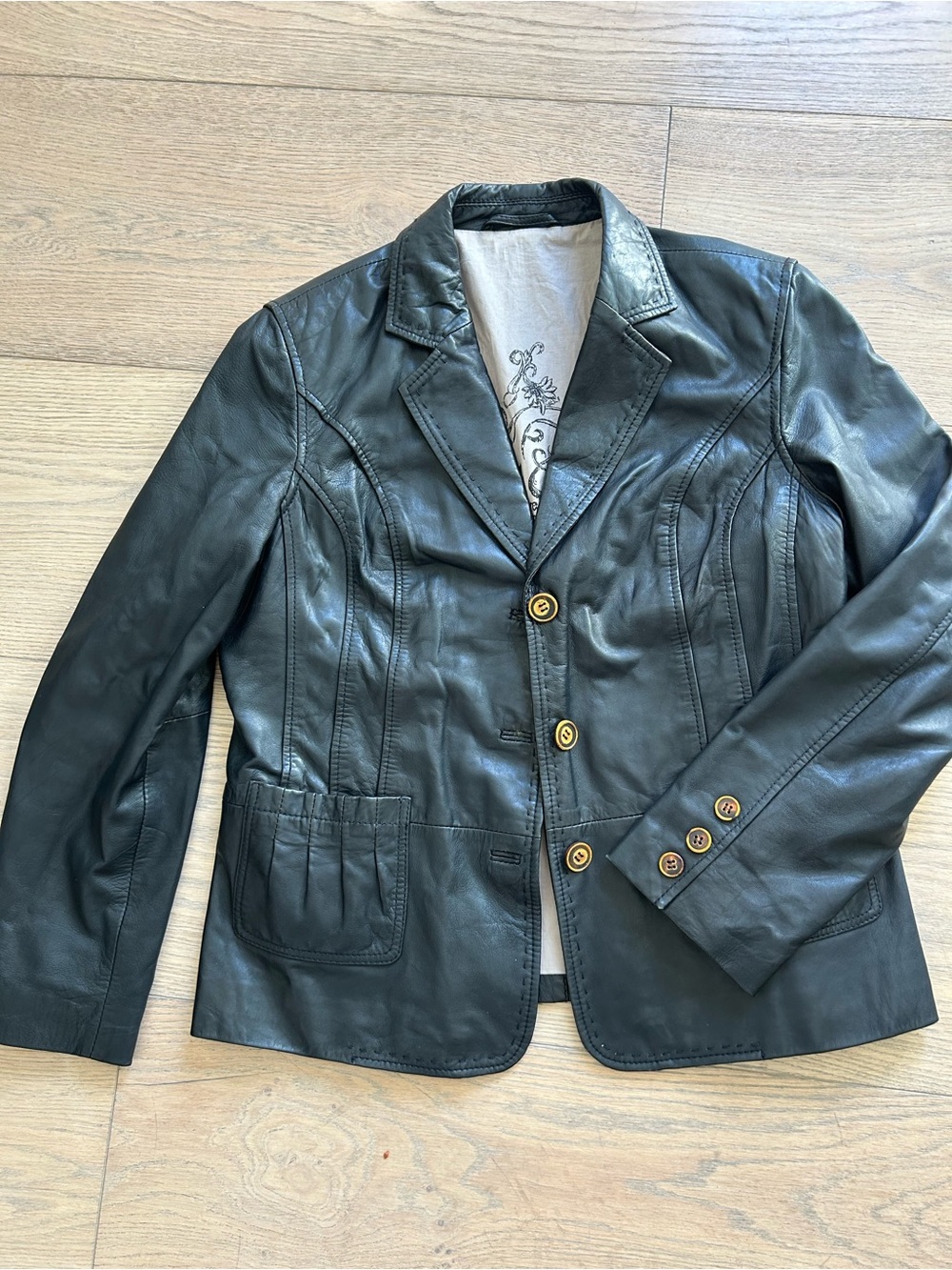 David Moore 100% genuine leather Women's Blazer Jacket size L excellent